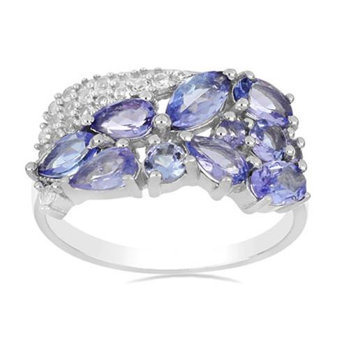 REAL TANZANITE GEMSTONE RING IN 925 SILVER